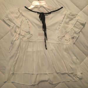White Zara Ruffle Top